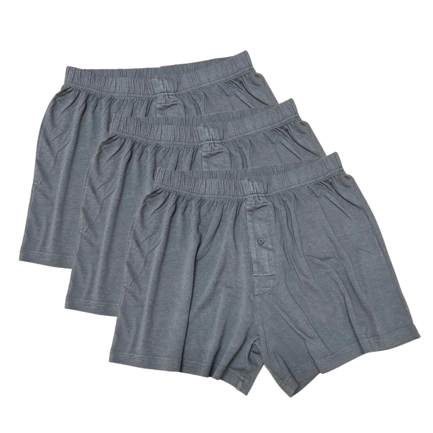 Men's Bamboo Boxer Shorts – 3 Pack, Charcoal Grey