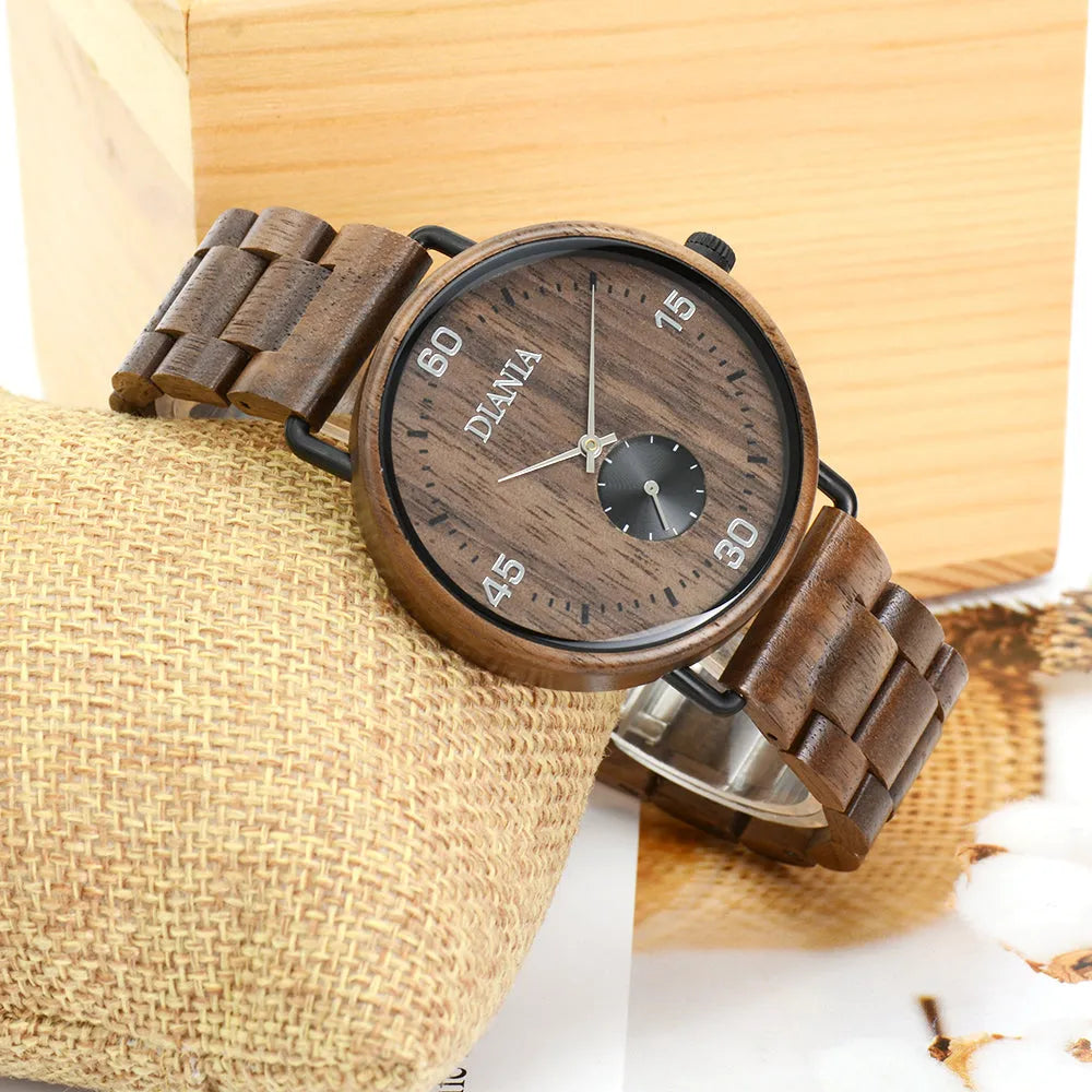 Llanera steel and black walnut watch view leaning on cushion