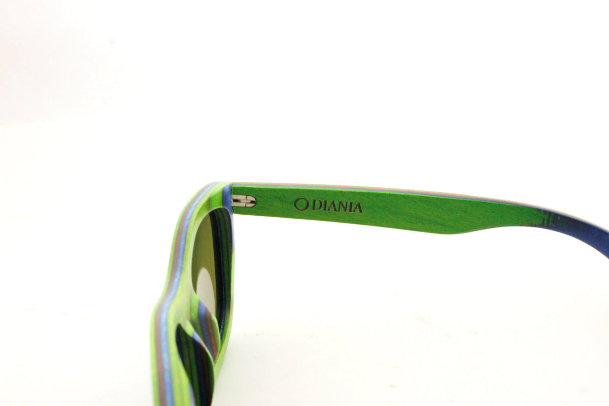 Quarter bamboo wood sunglasses close up