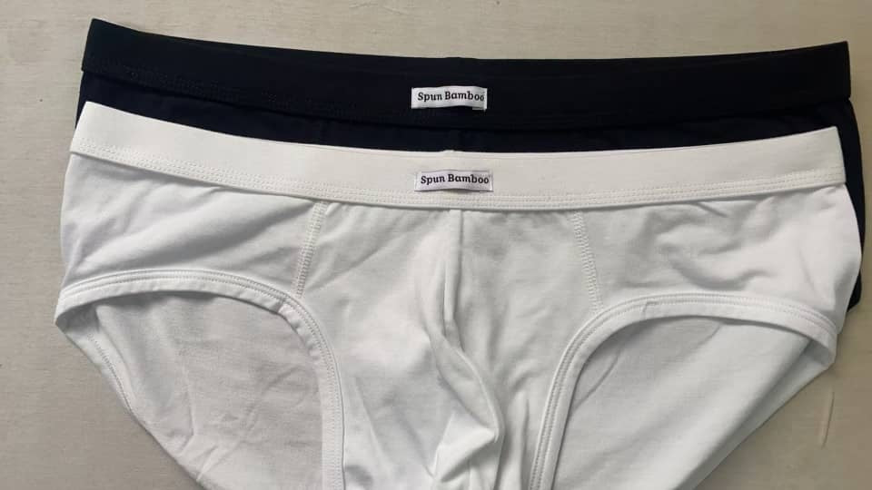 Men's bamboo viscose briefs in black and white, stacked