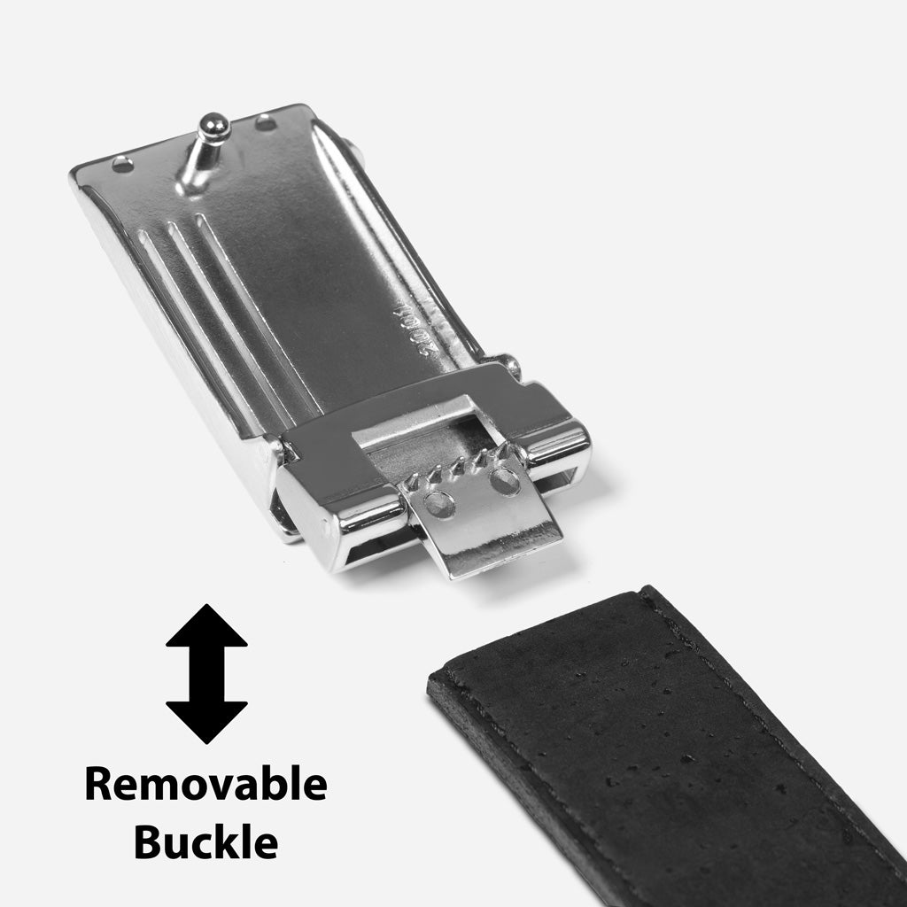 Plaque buckle removed from the cork strap