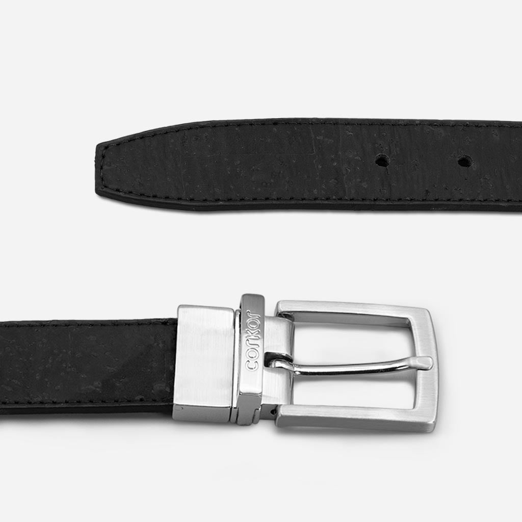 Reversible cork belt buckle and tip with 2 last holes