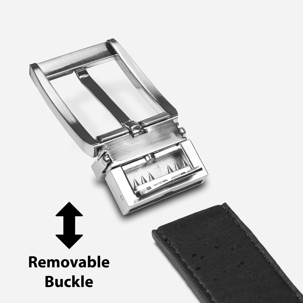 Removable buckle unclipped from the cork belt strap