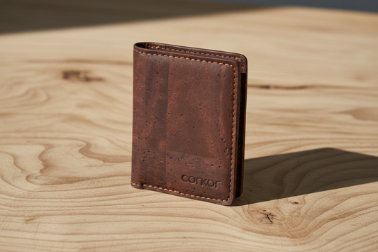 Sustainable cork wallet vs leather - eco-friendly Portuguese cork material comparison
