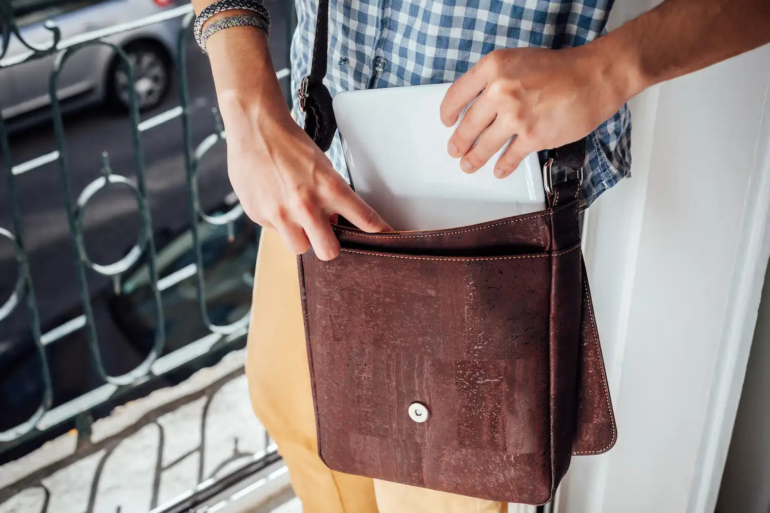 Cock Bags collection image of a man wearing a stylish cork bag