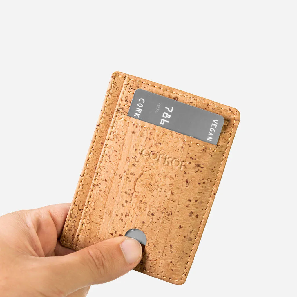 Quick Access slot, hand taking out a card from the cards holder wallet.