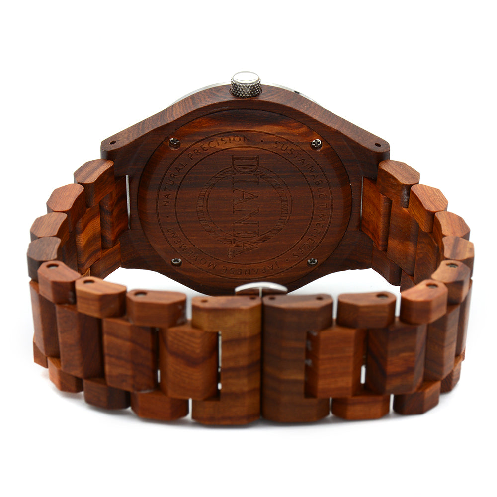 Torreta red sandalwood watch from the back