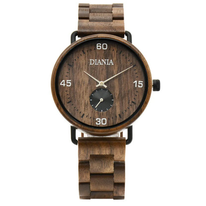 Llanera steel and black walnut watch front view