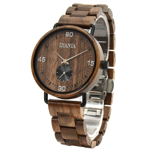 Llanera steel and black walnut watch view upright