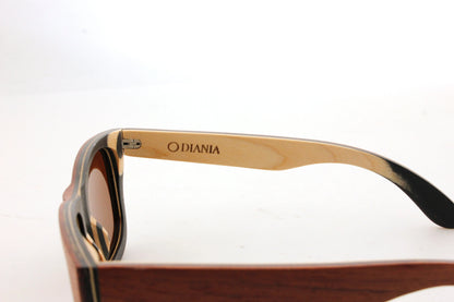 Els Plans bubinga Skateboard Wood Sunglasses close up