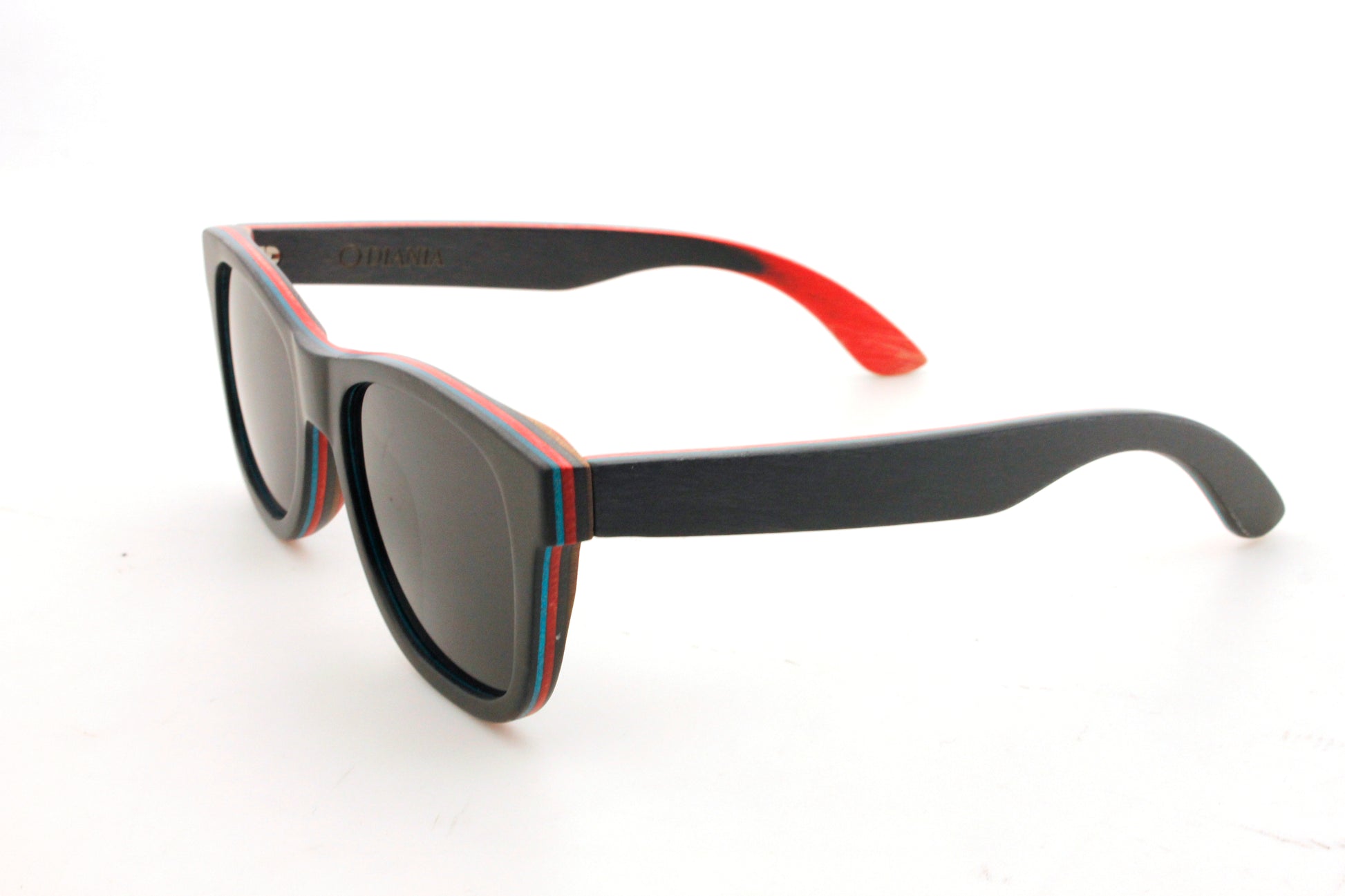 Penya-Roja black skateboard wooden sunglasses view from the left