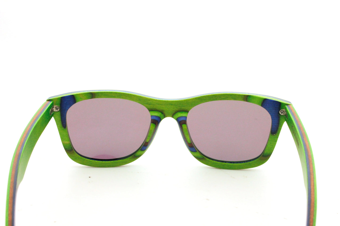 Quarter bamboo wood sunglasses view from the back