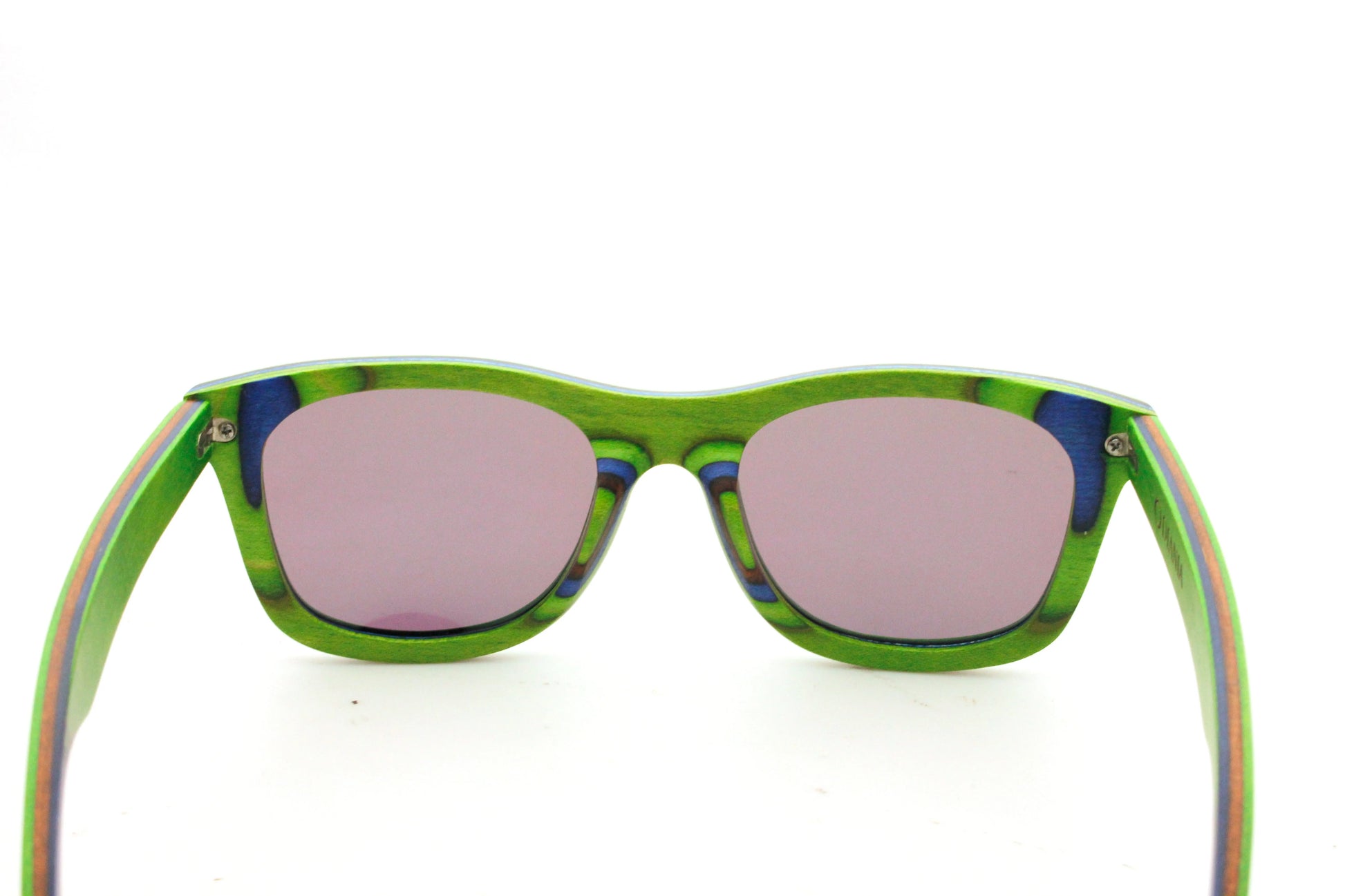 Quarter bamboo wood sunglasses view from the back