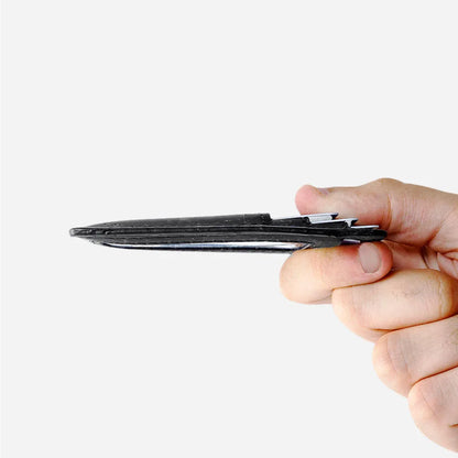 Side Horizontal view of the cards holder wallet. Showing its thicness.