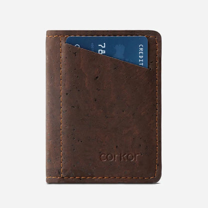 Front Side of The Slim Wallet. Brown Cork.