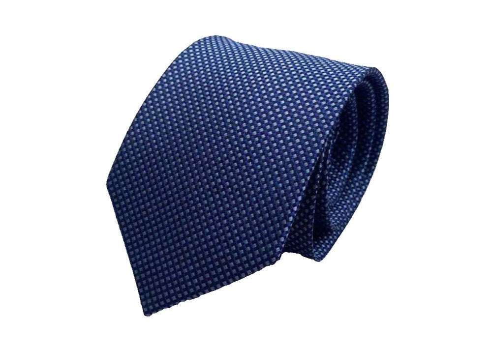 Miramar natural silk woven navy and light blue necktie rolled