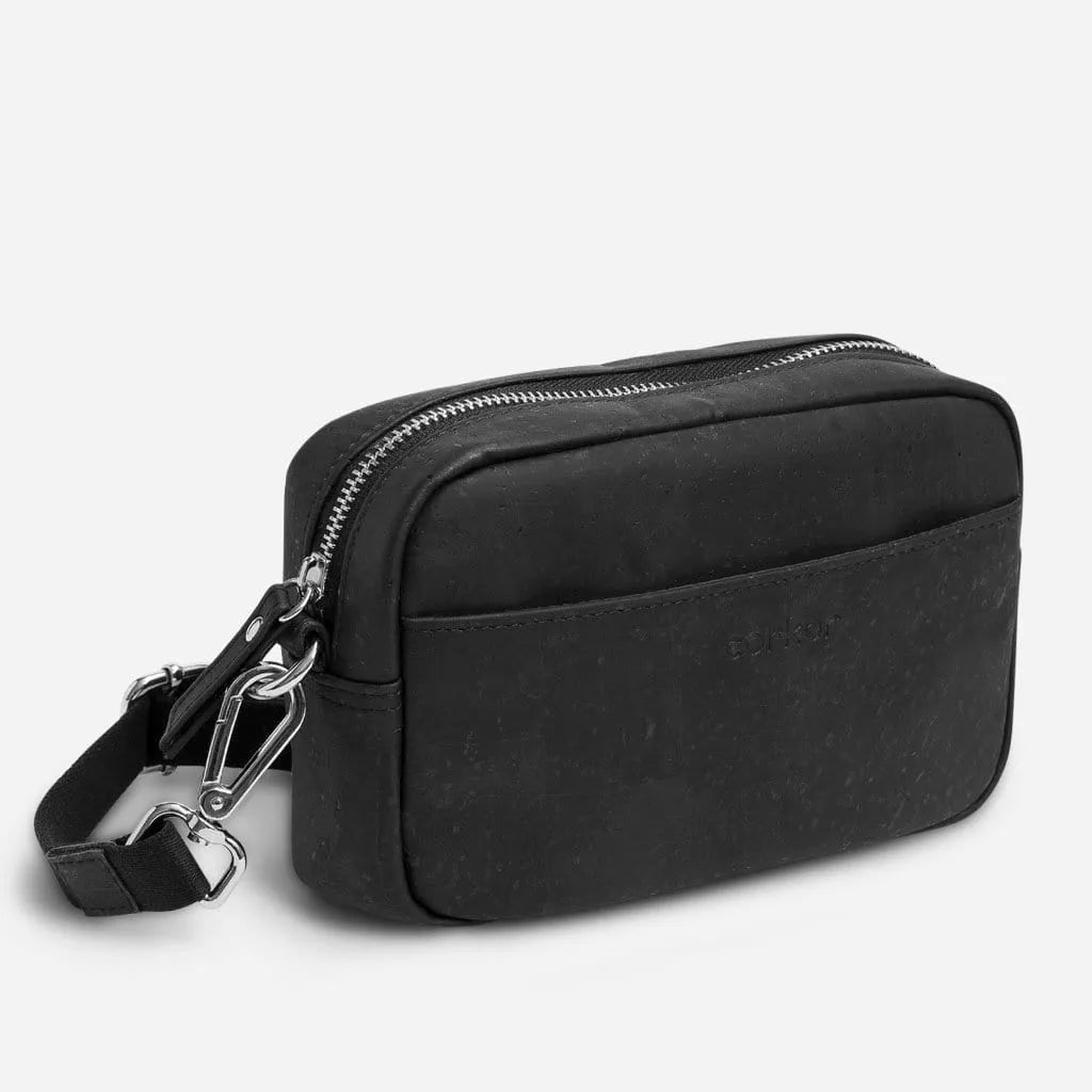 Corkor Vegan Crossbody Pouch Black / Horizontal