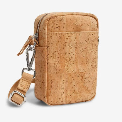 Corkor Vegan Crossbody Pouch Light Brown / Vertical