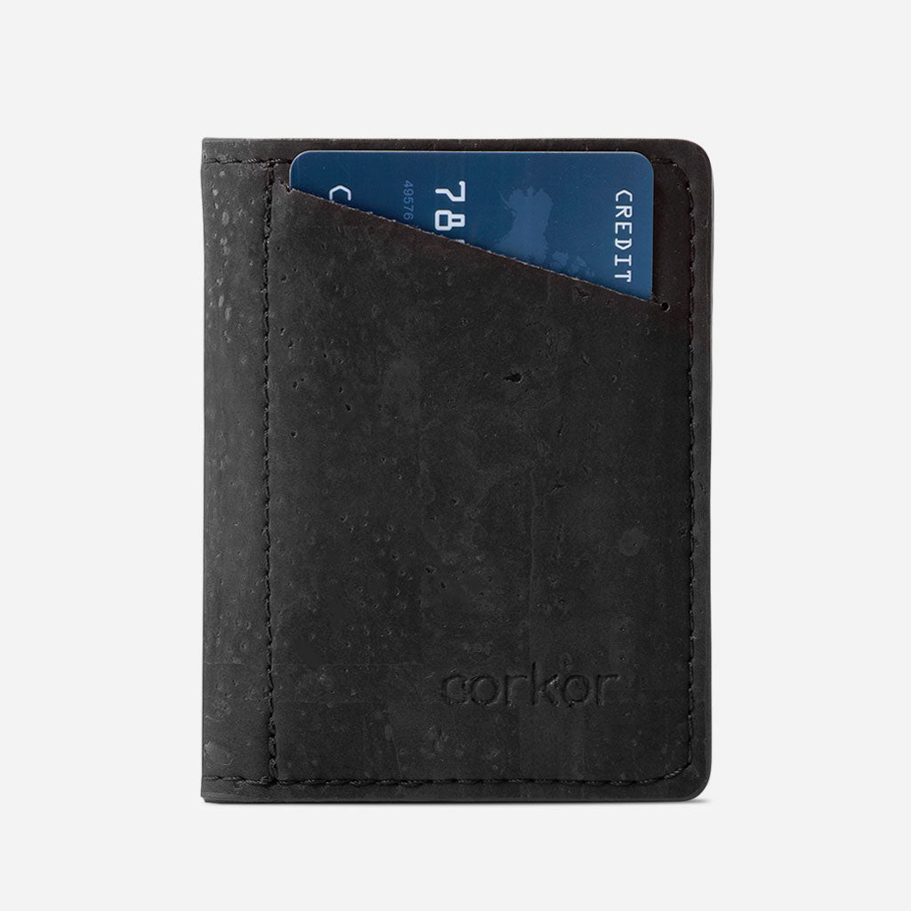 Corkor Vegan Cork Slim Bifold Women's Wallet, Black