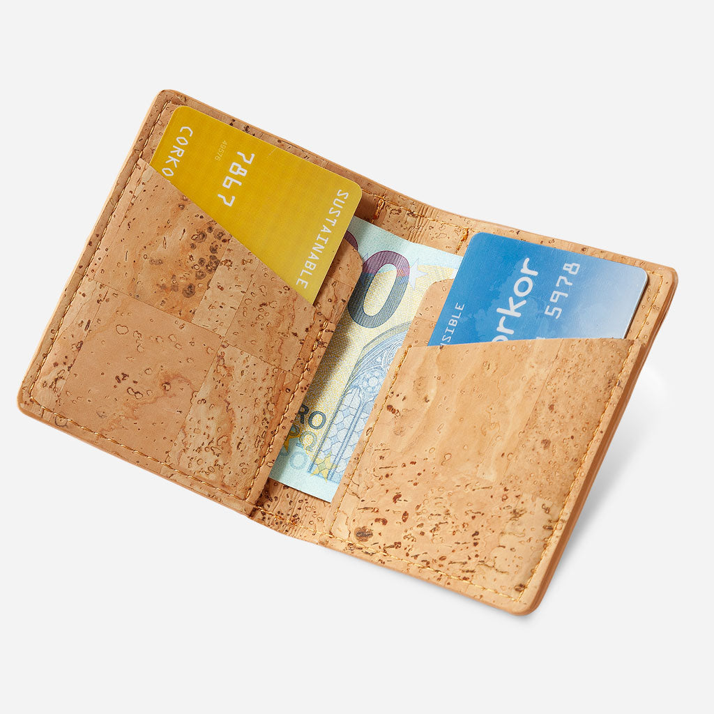 (Brown & Natural) Slim Cork Card Holder Wallet